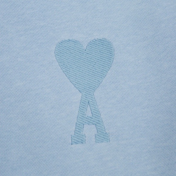 Ami Pale Blue Crewneck Sweatshirt with Heart 'A' Emblem - Picture 2 of 7
